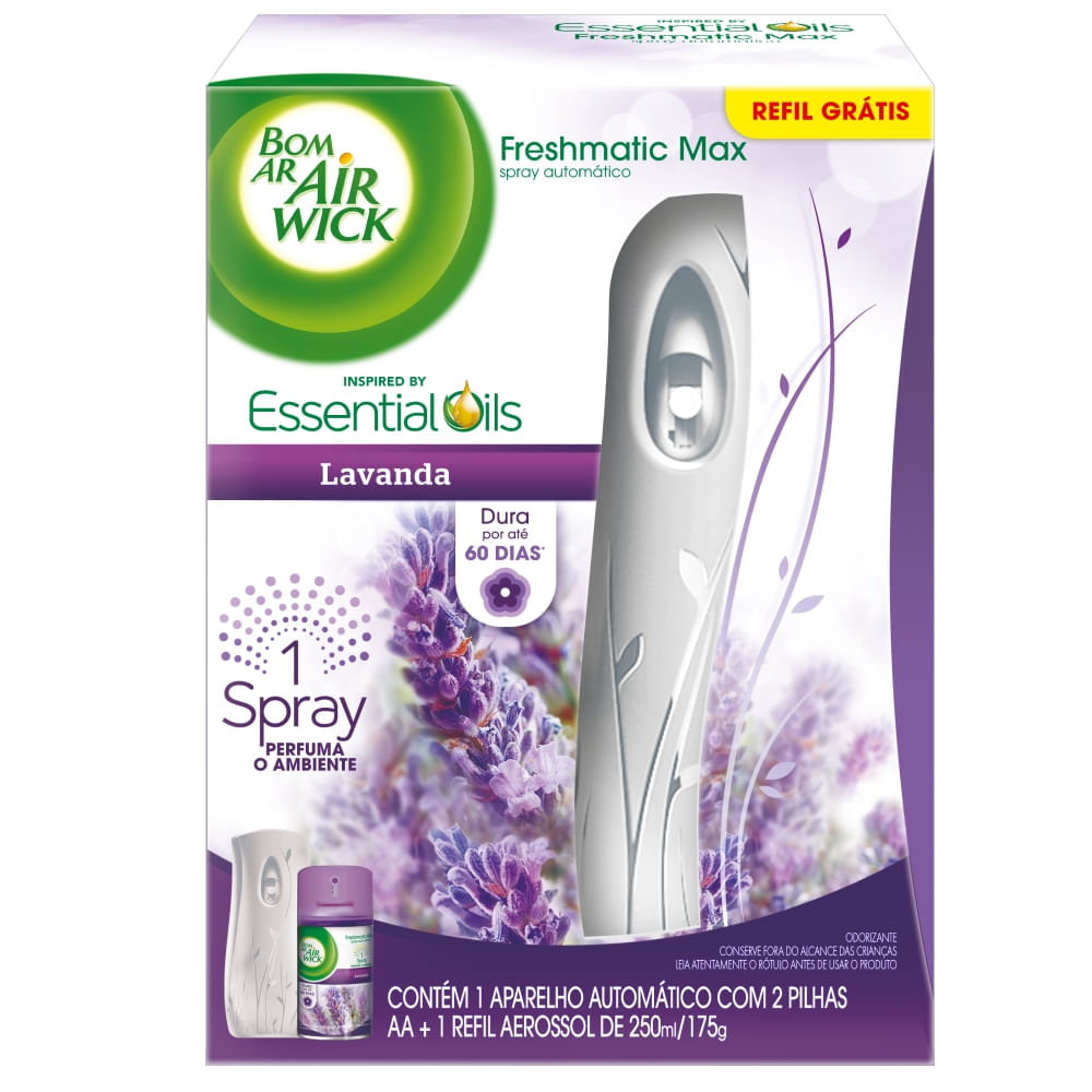 Odorizador Automático Bom Ar Air Wick Freshmatic Lavanda Aparelho + Refil Grátis 250ml