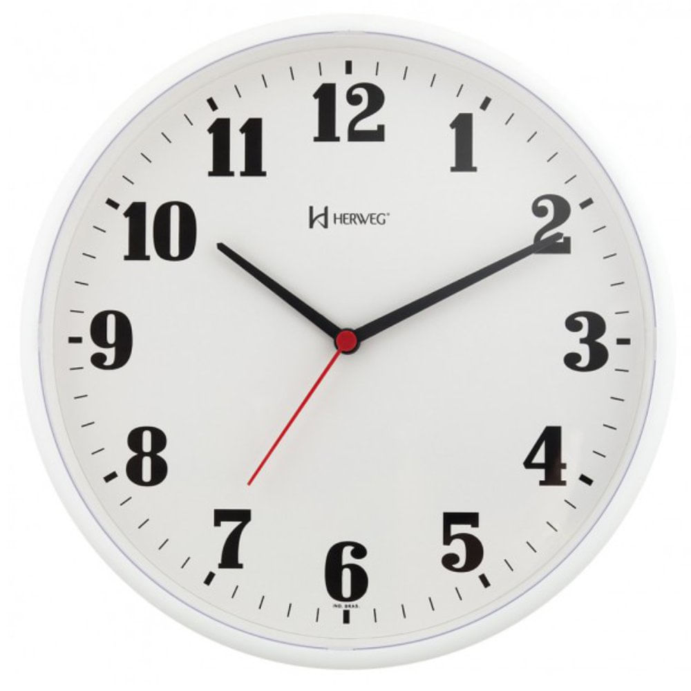 Relógio de Parede 26cm Plástico cor Branco Ref. 6126-21 Herweg ...
