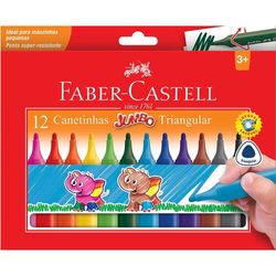 Caneta Hidrográfica Jumbo Triangular Estojo c/ 12 Cores Faber-Castell - Castro Naves