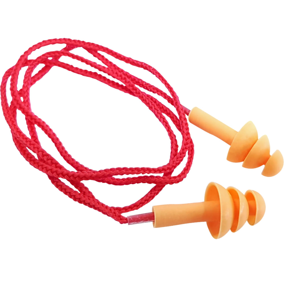 Protetor Auditivo Tipo Plug de Silicone com Três Flanges e Cordão C/1 CA 38.806