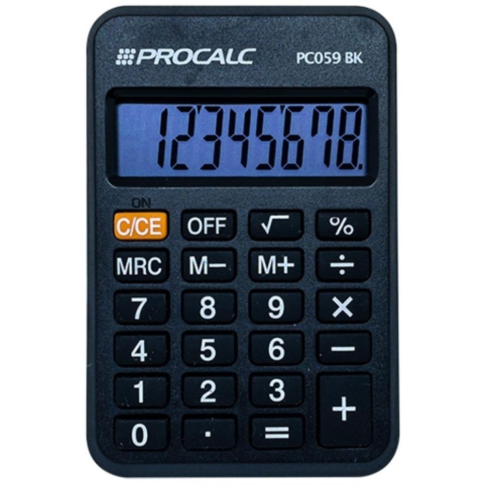 Calculadora de Bolso 8 Dígitos Procalc Preta PC059BK