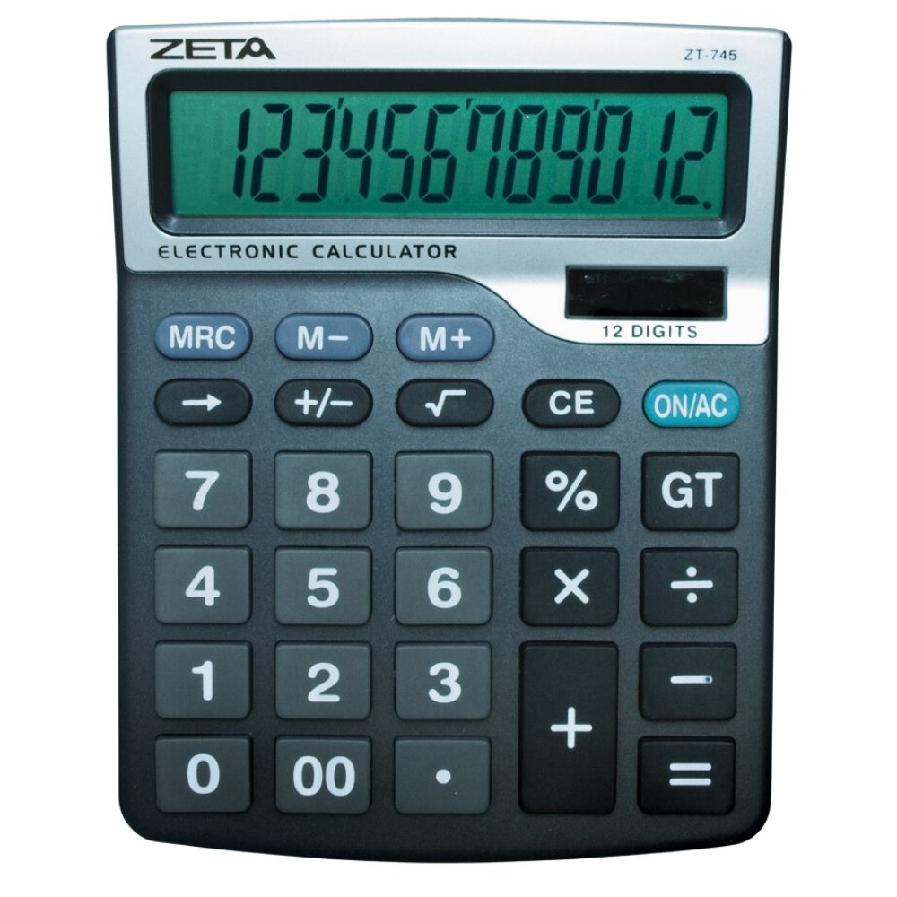 Calculadora de Mesa 12 Dígitos Zeta ZT745 Solar e Pilha