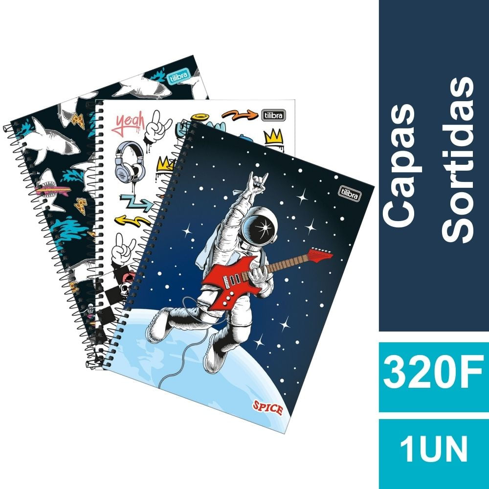 Caderno Capa Dura Universitário Spice Masculino 20 Matérias 200x275mm 56 g/m2 320 Folhas