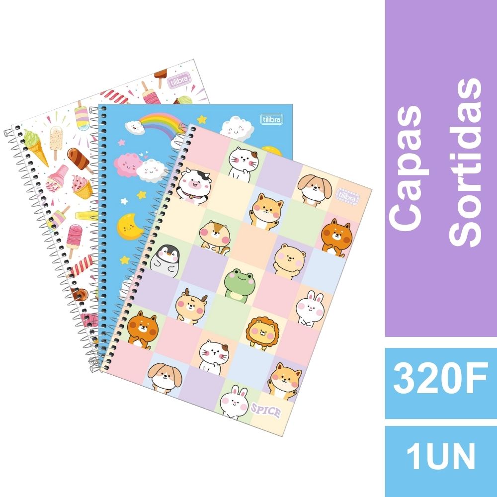 Caderno Capa Dura Universitário Spice Feminino 20 Matérias 200x275mm 56 g/m2 320 Folhas