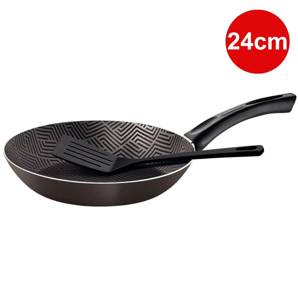 Frigideira Reta em Alumínio com Revestimento Antiaderente 24cm com Espátula em Nylon Ref. 28500624