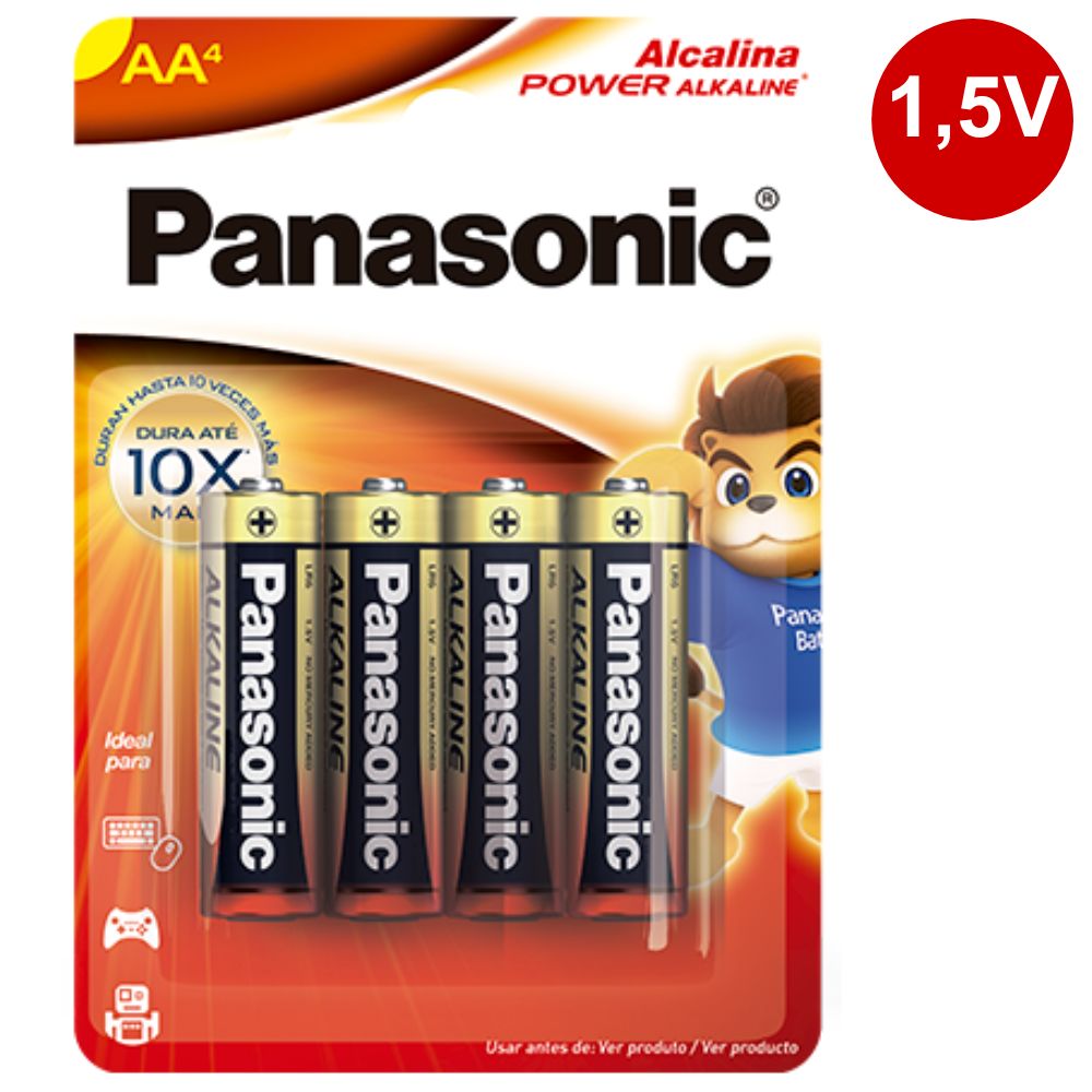 Pilha Alcalina Pequena AA 1,5 Volts Pct/4 unidades Panasonic