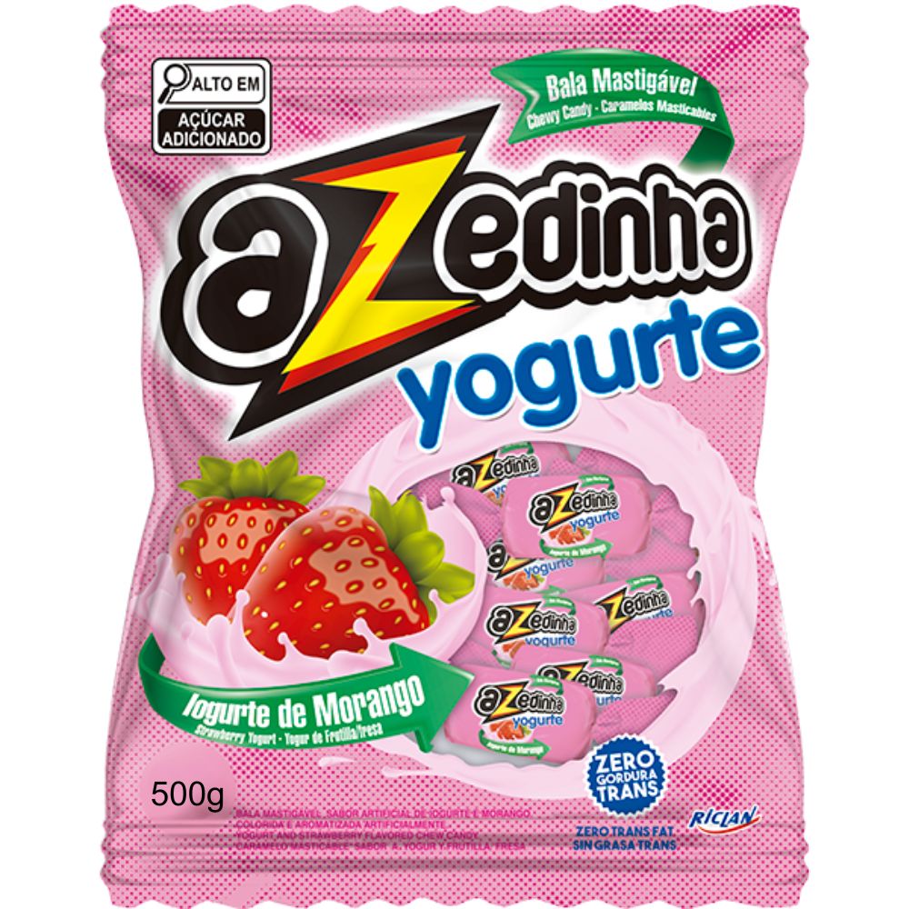 Bala Mastigável Azedinha Yogurte de Morango Pct/ 500g