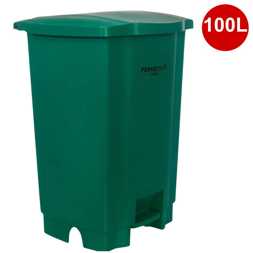 Lixeira Plástica 100 Litros Quadrada com Pedal Cor Verde Perfect
