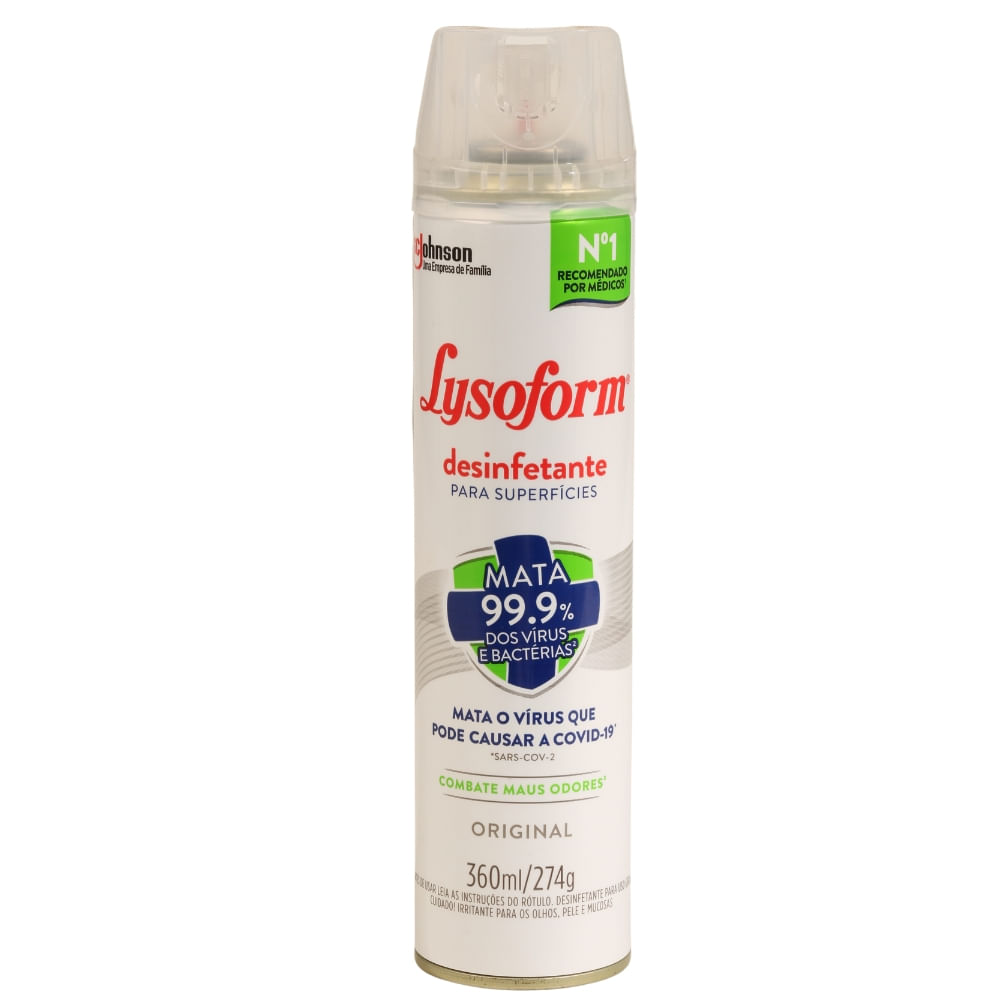 Desinfetante Lysoform Aerosol Original com 360ml. Germicida, bactericida e fungicida.